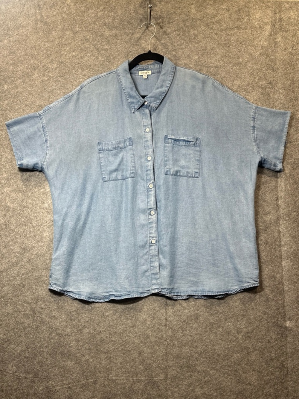 Splendid Light Denim Blue Button Up Button Down Shirt Jean Shirt Cowgirl Western